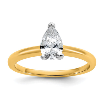 14K Two-Tone Gold Two-tone 3/4 carat Lab Grown Diamond VS+ F+ Pear Solitaire Complete Engagement Ring