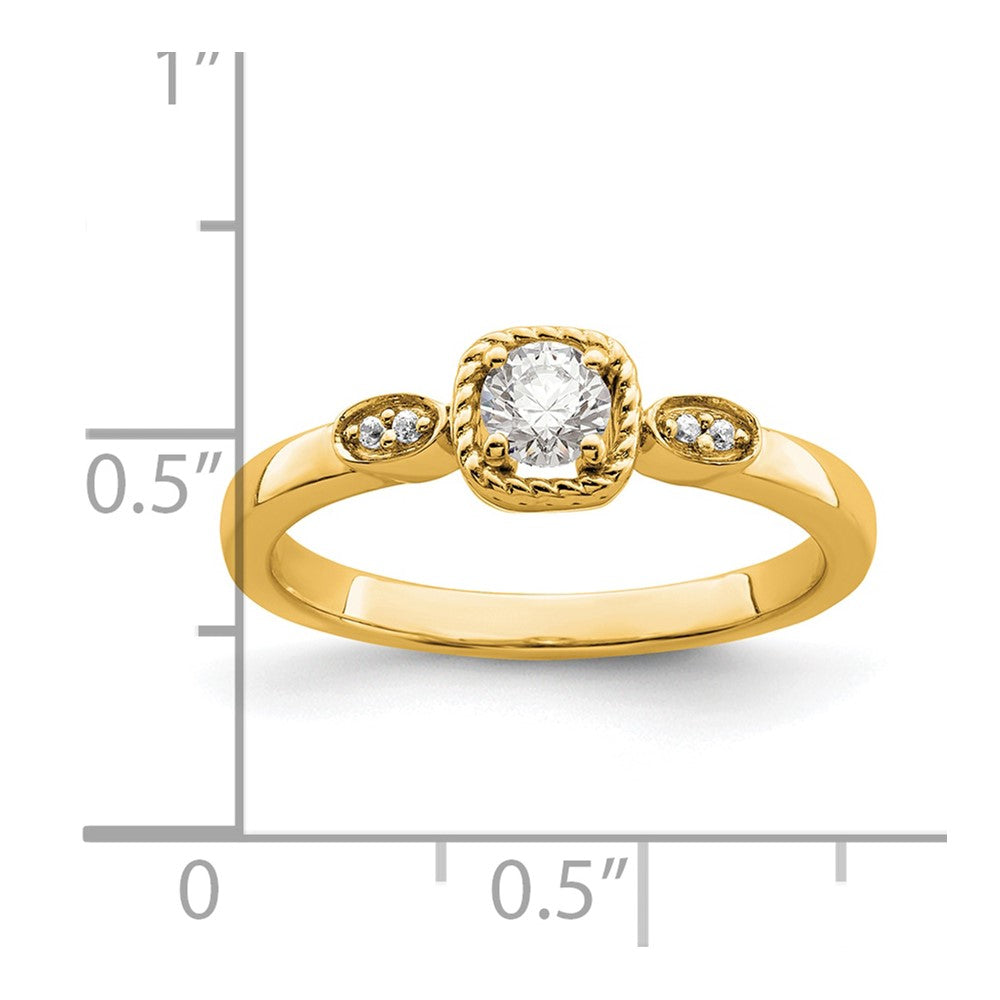 14K Yellow Gold Rope Edge Petite 1/4 carat Round Diamond Complete Promise/Engagement Ring