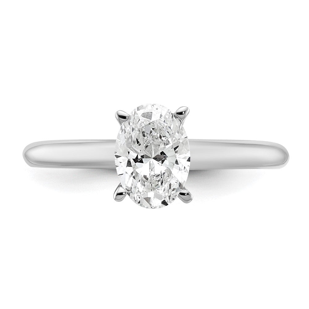 14K White Gold 1 carat Lab Grown Diamond VS+ F+ Oval Complete Solitaire Engagement Ring