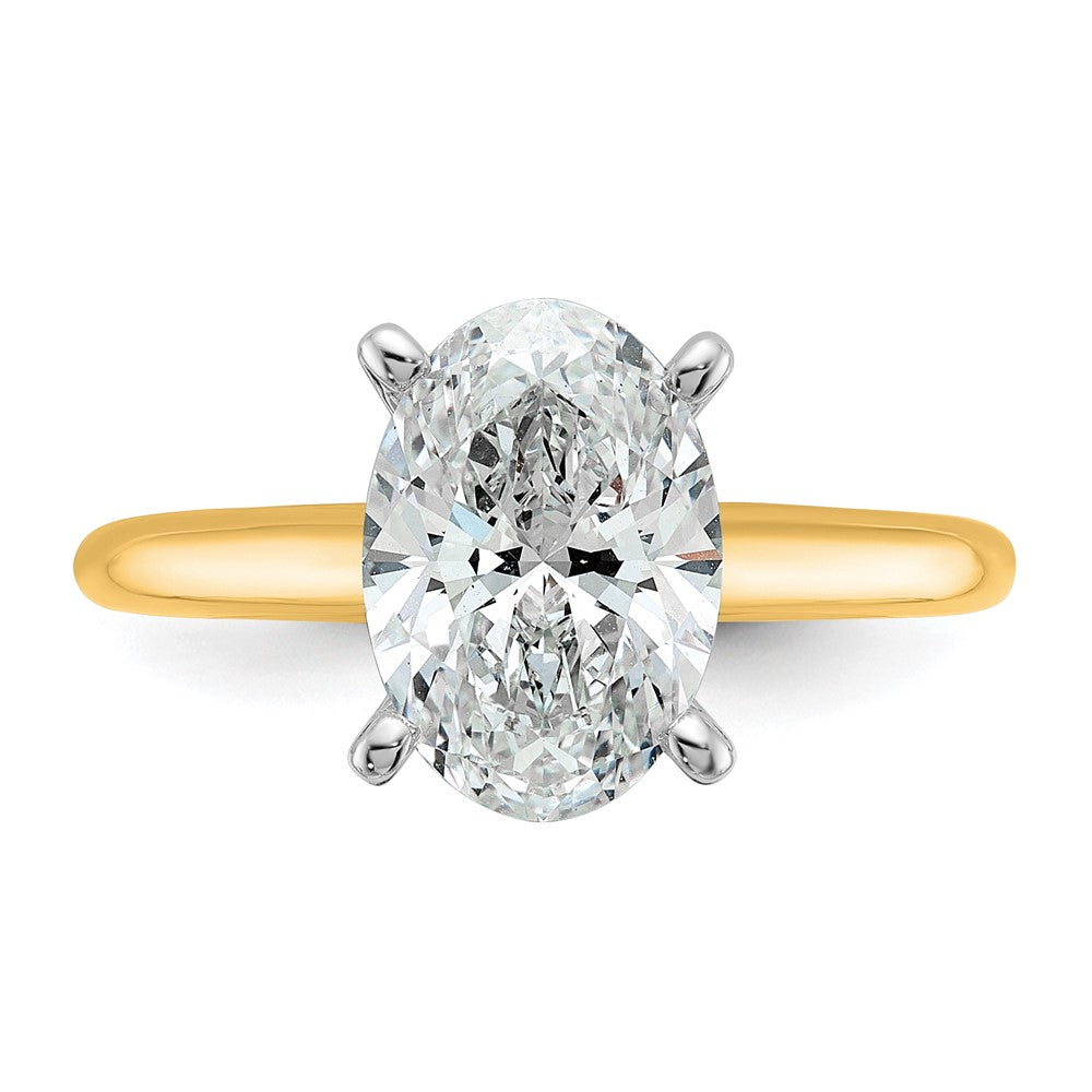 14K Two-Tone Gold 2 1/2 carat Lab Grown Diamond VS+ F+ Oval Complete Solitaire Engagement Ring