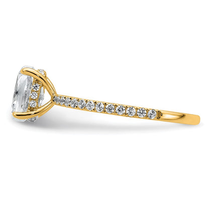 14K Yellow Gold 1 1/3 carat Certified Lab Grown Diamond VS/SI+ G+ Oval Complete Solitaire with Flair Engagement Ring