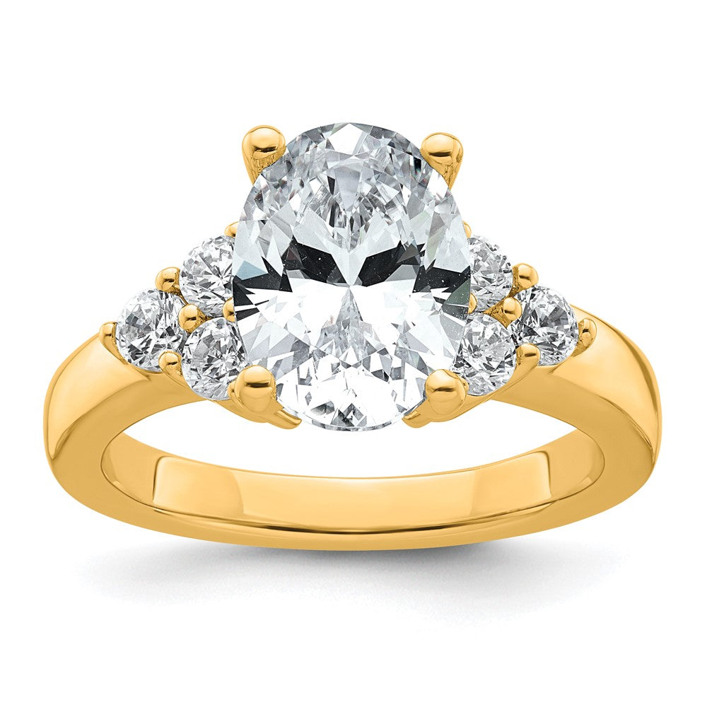 14K Yellow Gold 3 carat Certified Lab Grown Diamond VS/SI+ G+ Oval Complete Three Stone Engagement Ring