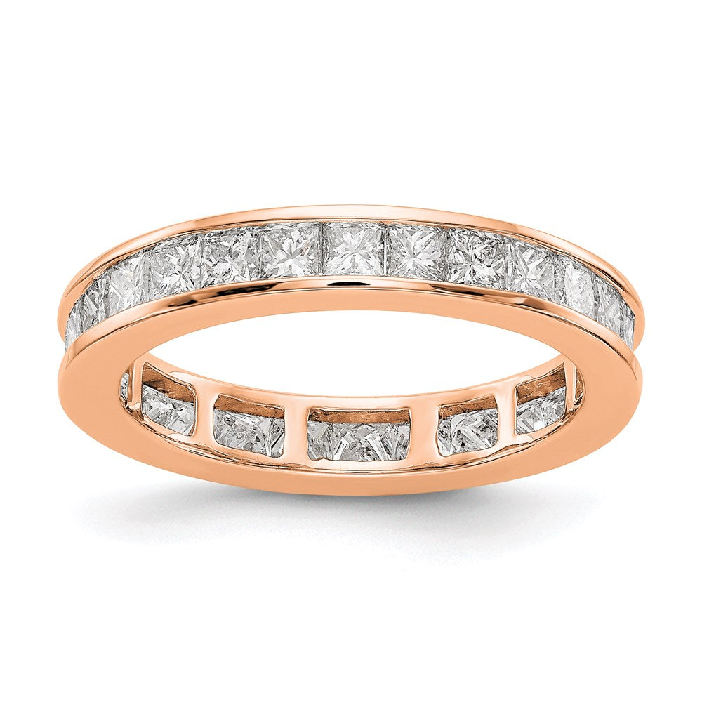 14K Rose Gold Polished Size 7.5 Channel-set 2 carat Princess Diamond Complete Eternity Wedding Band Ring