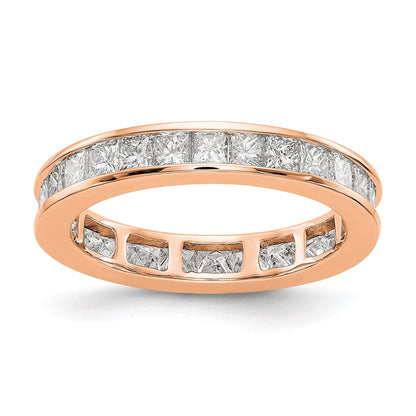 14K Rose Gold Polished Size 7.5 Channel-set 2 carat Princess Diamond Complete Eternity Wedding Band Ring