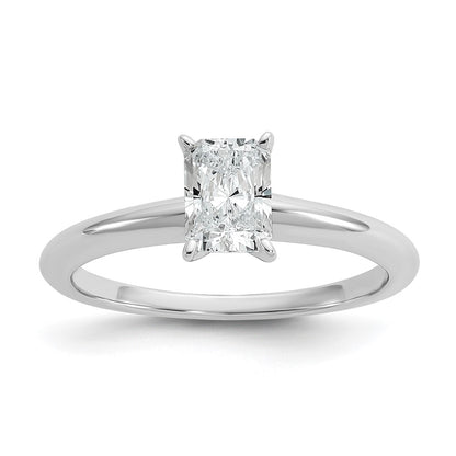 14K White Gold 3/4 carat Certified Lab Grown Diamond VS+ F+ Radiant Solitaire Complete Engagement Ring