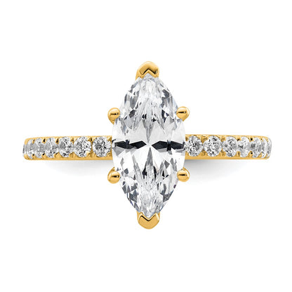 14K Yellow Gold 2 5/8 carat Certified Lab Grown Diamond VS+ F+ Marquise Complete Solitaire with Flair Engagement Ring