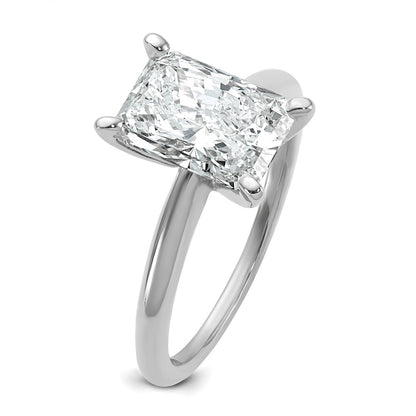 14K White Gold 2 1/2 carat Certified Lab Grown Diamond VS+ F+ Radiant Solitaire Complete Engagement Ring
