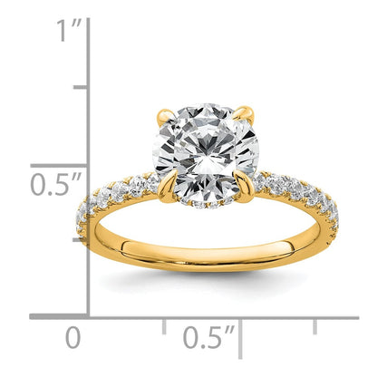 14K Yellow Gold 2 3/8 carat Certified Lab Grown Diamond VS/SI+ G+ Round Complete Solitaire with Flair Engagement Ring
