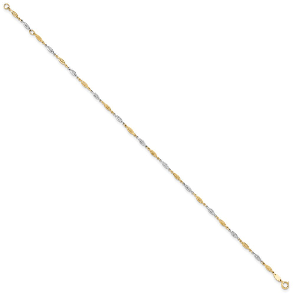 14K Two-Tone Gold Two-tone Diamond-cut Infinity Link 9 Inch Plus 1 Inch Extender - Total 10 Inch Anklet