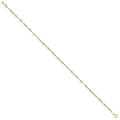 14K Two-Tone Gold Two-tone Diamond-cut Infinity Link 9 Inch Plus 1 Inch Extender - Total 10 Inch Anklet