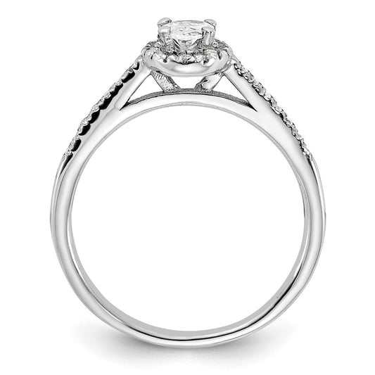 14K White Gold Halo Plus (Holds 1/2 carat (6.5x4.5mm) Oval Center) 1/3 carat Diamond Semi-Mount Engagement Ring