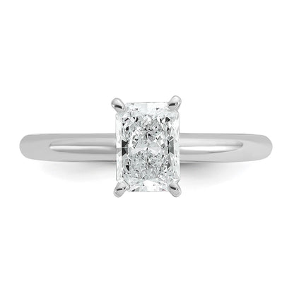 14K White Gold 1 carat Certified Lab Grown Diamond VS+ F+ Radiant Solitaire Complete Engagement Ring