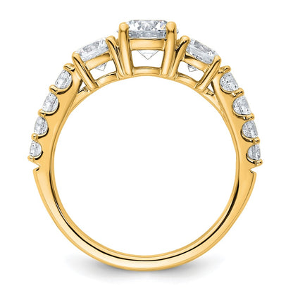 True Origin 14K Yellow Gold 2 carat Lab Grown Diamond VS+ F+ Complete Round Three Stone Ring