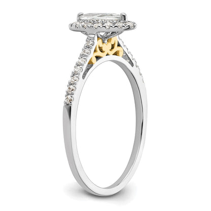 14K Two-Tone Gold Two-tone Halo (Holds 1/2 carat (8x4mm) Marquise Center) 1/4 carat Diamond Semi-mount Engagement Ring
