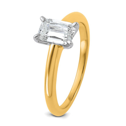 14K Two-Tone Gold Two-tone 1 carat VS+ F+ Lab Grown Diamond Ketan Cut Long Cushion Solitaire Engagement Ring