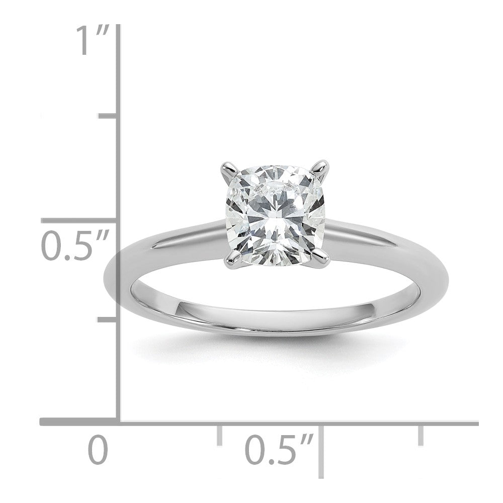 14K White Gold 1 carat Certified Lab Grown Diamond VS+ F+ Cushion Complete Solitaire Engagement Ring