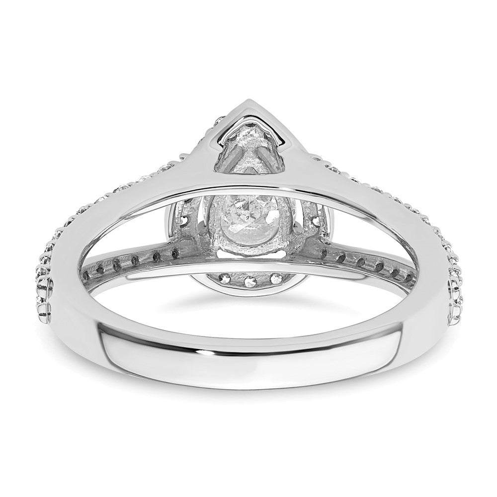 14K White Gold Halo Plus (Holds 3/4 carat (7x5mm) Pear Center) 5/8 carat Diamond Semi-Mount Engagement Ring