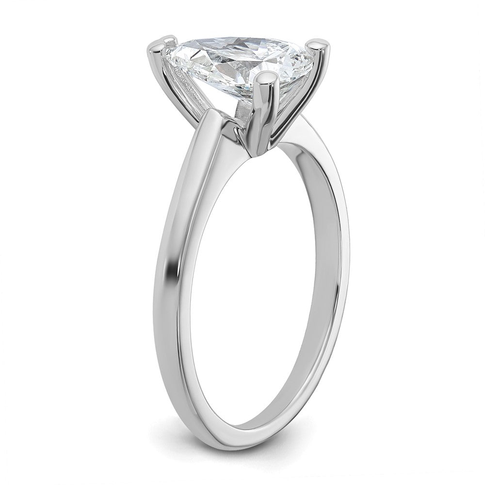 14K White Gold 1 1/2 carat Certified Lab Grown Diamond VS+ F+ Pear Solitaire Complete Engagement Ring