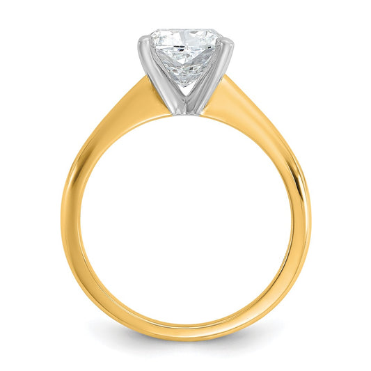 14K Two-Tone Gold Two-tone 2 carat Lab Grown Diamond VS+ F+ Cushion Complete Solitaire Engagement Ring