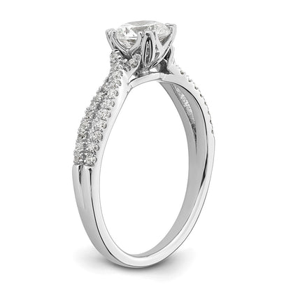 14K White Gold Criss-Cross (Holds 3/4 carat (5.8mm) Round Center) 1/5 carat Diamond Semi-Mount Engagement Ring