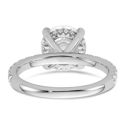 14K White Gold 3 1/2 carat Certified Lab Grown Diamond VS+ F+ Round Complete Solitaire with Flair Engagement Ring