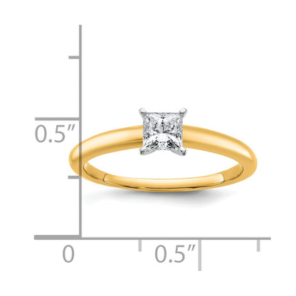 14K Two-Tone Gold Two-tone 1/2 carat Lab Grown Diamond VS+ F+ Princess Complete Solitaire Engagement Ring