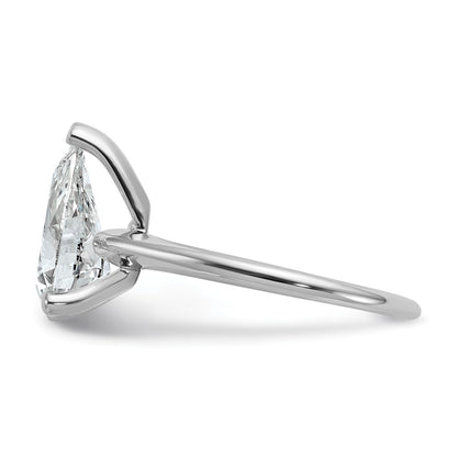 14K White Gold 2 1/2 carat Certified Lab Grown Diamond VS+ F+ Pear Solitaire Complete Engagement Ring