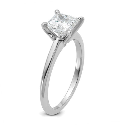 14K White Gold 1 1/2 carat Certified Lab Grown Diamond VS+ F+ Princess Complete Solitaire Engagement Ring