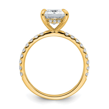 14K Yellow Gold 2 1/2 carat Certified Lab Grown Diamond VS/SI+ G+ Princess Complete Solitaire with Flair Engagement Ring