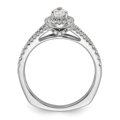 14K White Gold Halo Plus (Holds 1/2 carat (6x4mm) Pear Center) 3/8 carat Diamond Semi-mount Engagement Ring
