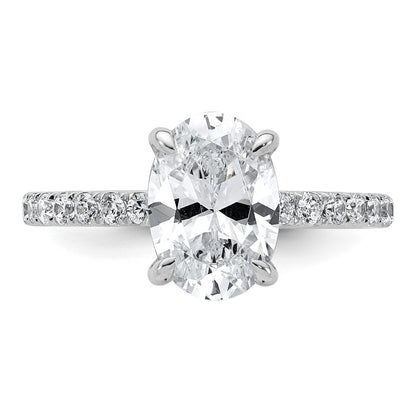 14K White Gold 2 5/8 carat Certified Lab Grown Diamond VS/SI+ G+ Oval Complete Solitaire with Flair Engagement Ring