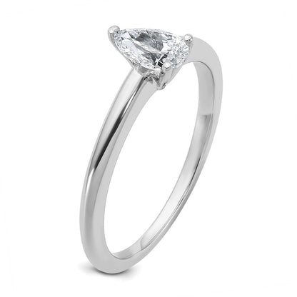 14K White Gold 1/2 carat Certified Lab Grown Diamond VS+ F+ Pear Solitaire Complete Engagement Ring