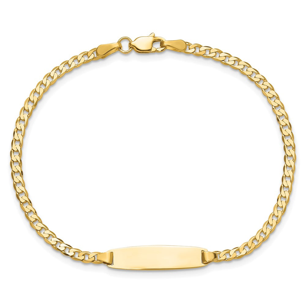 14K Yellow Gold Polished Solid Chain/Solid Plate Curb Link 19.5x5.5mm Plate 8 Inch ID Bracelet