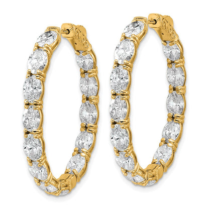 14K Yellow Gold 8 5/8 carat Lab Grown Diamond VS+ F+ Oval and Round Complete In and Out Hoop Earrings
