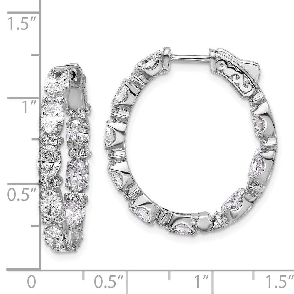 14K White Gold 5 carat Lab Grown Diamond VS+ F+ Oval and Round Complete In and Out Hoop Earrings
