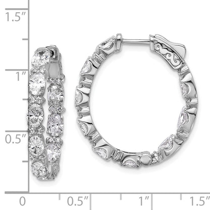 14K White Gold 5 carat Lab Grown Diamond VS+ F+ Oval and Round Complete In and Out Hoop Earrings