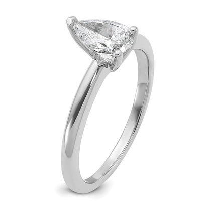 14K White Gold 3/4 carat Certified Lab Grown Diamond VS+ F+ Pear Solitaire Complete Engagement Ring