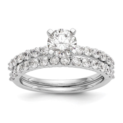 14K White Gold Peg Set 3/8 carat Diamond Semi-mount Engagement Ring