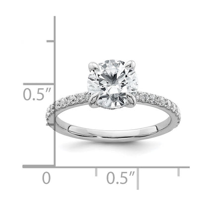 14K White Gold 2 carat Certified Lab Grown Diamond VS/SI+ G+ Round Complete Solitaire with Flair Engagement Ring