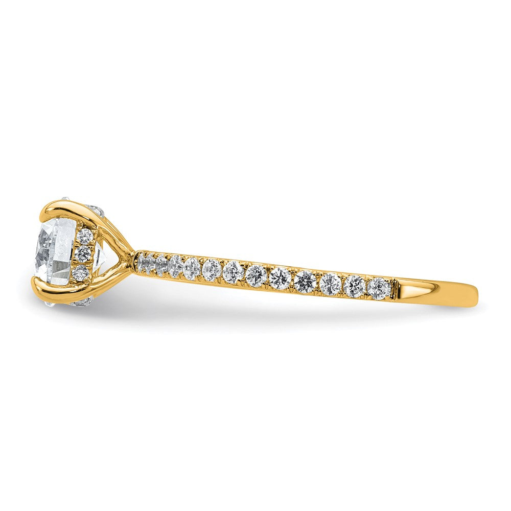 14K Yellow Gold 1 1/3 carat Certified Lab Grown Diamond VS/SI+ G+ Round Complete Solitaire with Flair Engagement Ring