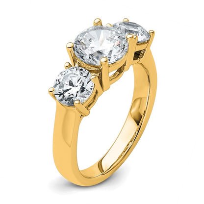14K Yellow Gold 3 carat Certified Lab Grown Diamond VS+ F+ Three Stone Complete Engagement Ring