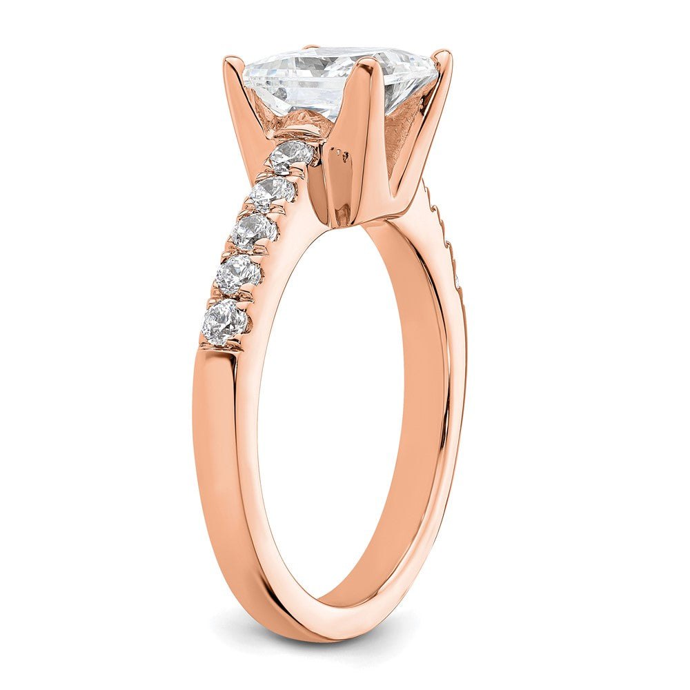 True Origin 14K Rose Gold 3/8 carat Lab Grown Diamond VS+ F+ Semi-Mount Princess Engagement Ring