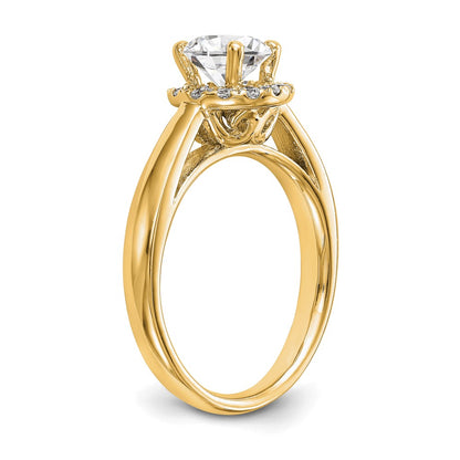 14K Yellow Gold Round Halo Diamond Semi-mount Engagement Ring