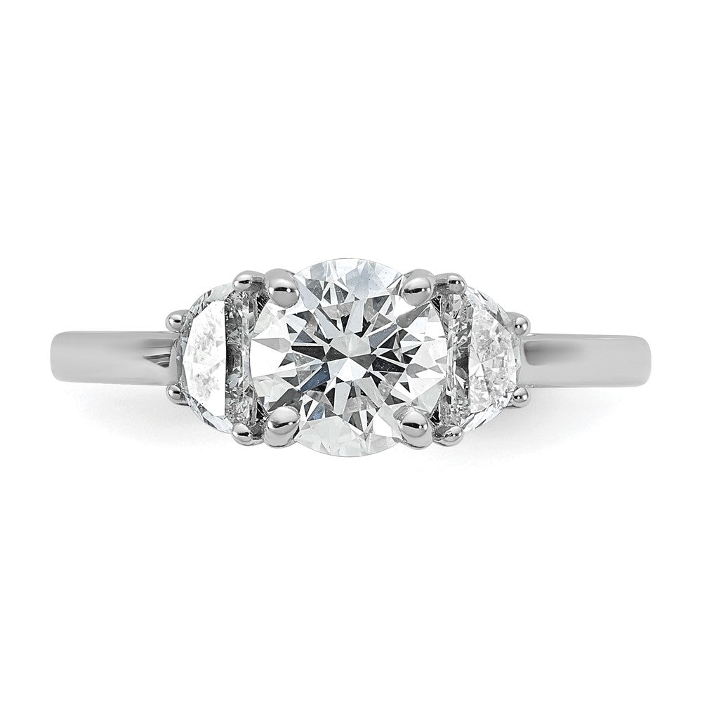 14K White Gold 1 3/8 carat Certified Lab Grown Diamond VS/SI+ G+ Round Complete Three Stone Engagement Ring