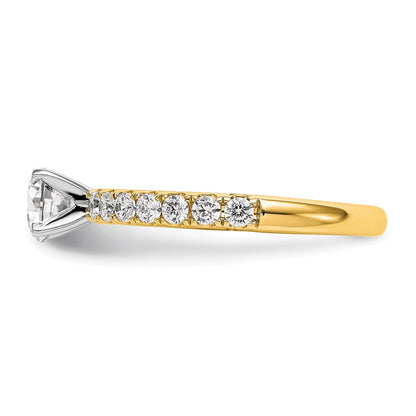True Origin 14K Yellow Gold 1/2 carat Lab Grown Diamond VS+ F+ Semi-Mount Peg Set Engagement Ring