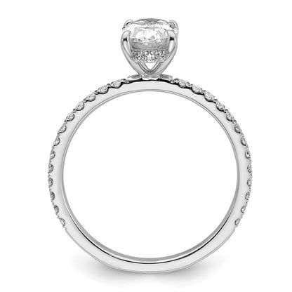 14K White Gold 1 1/3 carat Certified Lab Grown Diamond VS+ F+ Oval Complete Solitaire with Flair Engagement Ring