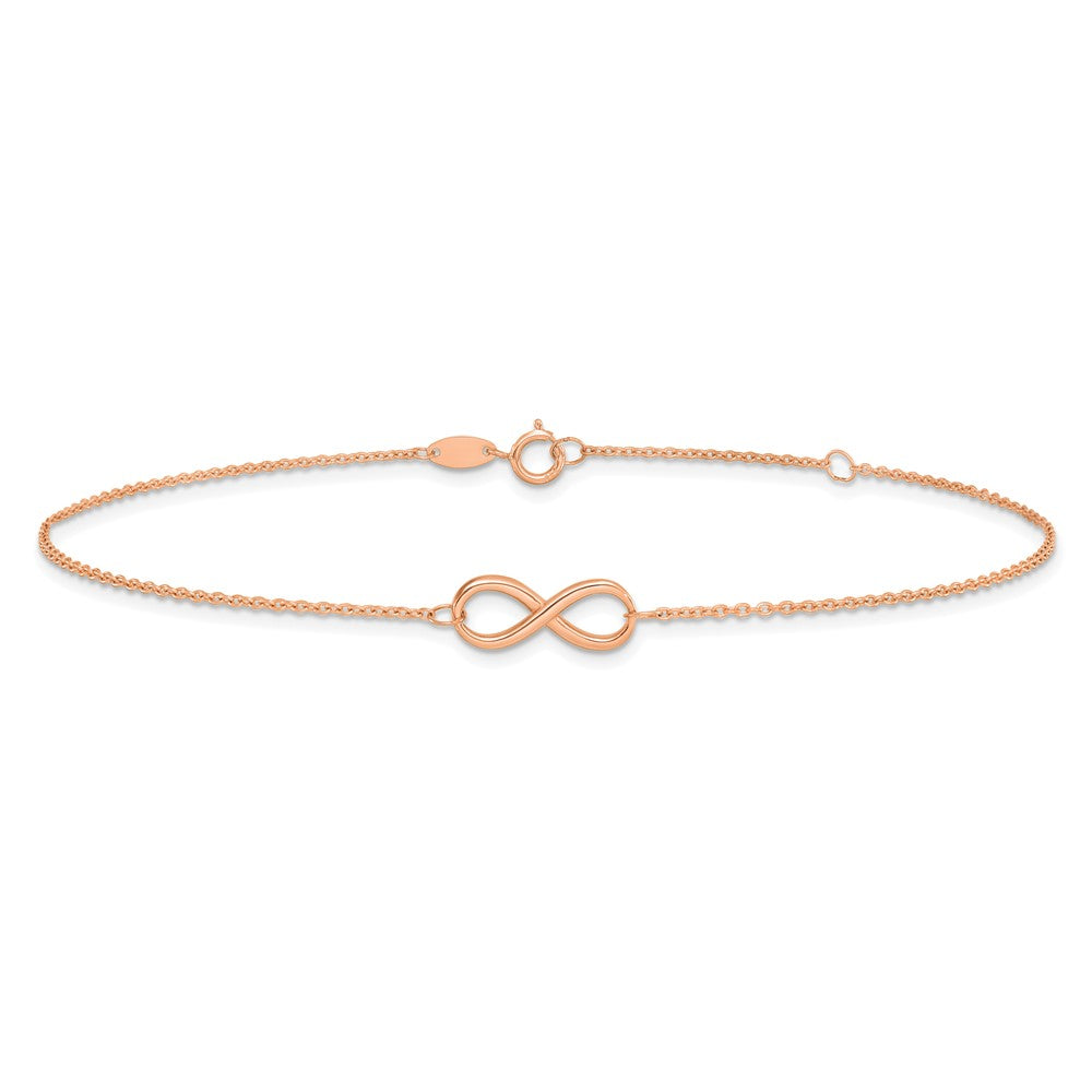 14K Rose Gold Polished Infinity 9 Inch Plus 1 Inch Extender - Total 10 Inch Anklet