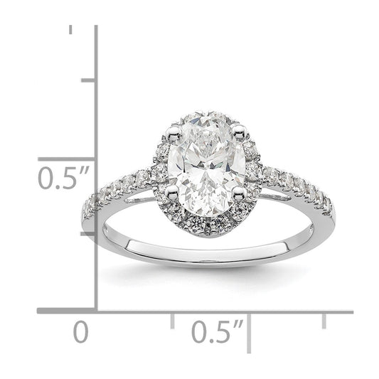 14K White Gold Halo Plus (Holds 1.25 carat (8.5x6.0mm) Oval Center) 3/8 carat Diamond Semi-Mount Engagement Ring