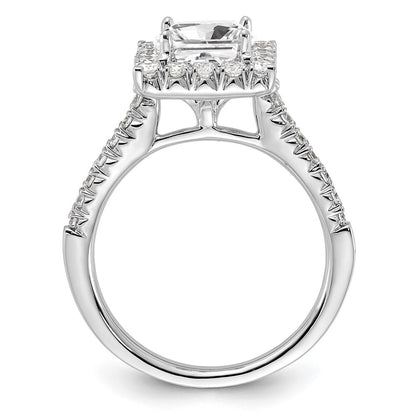 True Origin 14K White Gold 3/4 carat Lab Grown Diamond VS+ F+ Semi-Mount Princess Halo Engagement Ring