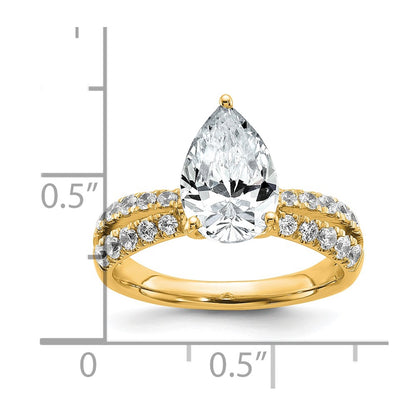 True Origin 14K Yellow Gold 2 5/8 carat Lab Grown Diamond VS+ F+ Complete Pear Engagement Ring